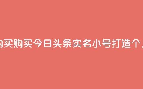 今日头条实名小号购买 - 购买今日头条实名小号，打造个人品牌无压力！~ 第1张