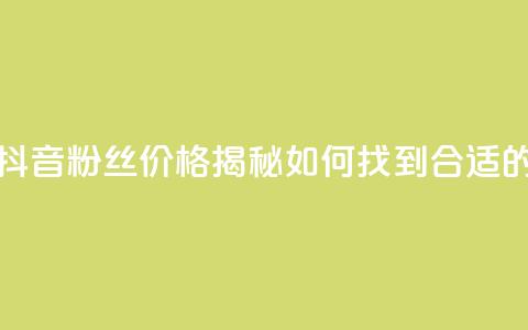 抖音粉丝的价格 - 抖音粉丝价格揭秘:如何找到合适的购买方式! 第1张 抖音粉丝的价格 - 抖音粉丝价格揭秘:如何找到合适的购买方式! 第1张