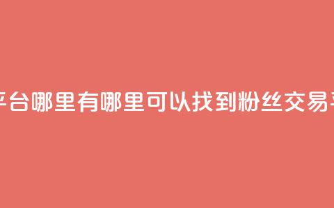 粉丝交易平台哪里有 - 哪里可以找到粉丝交易平台?~ 第1张 粉丝交易平台哪里有 - 哪里可以找到粉丝交易平台?~ 第1张