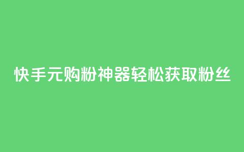 快手10元购粉神器,轻松获取1000粉丝 第1张 快手10元购粉神器,轻松获取1000粉丝 第1张