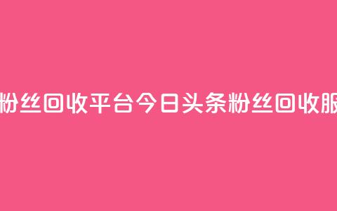 今日头条粉丝回收平台(今日头条粉丝回收服务) 第1张 今日头条粉丝回收平台(今日头条粉丝回收服务) 第1张