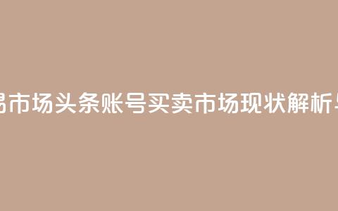 今日头条账号交易市场 - 头条账号买卖市场现状解析与发展趋势~ 第1张 今日头条账号交易市场 - 头条账号买卖市场现状解析与发展趋势~ 第1张