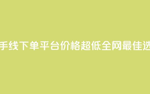 快手线下单平台价格超低全网最佳选择 第1张 快手线下单平台价格超低全网最佳选择 第1张