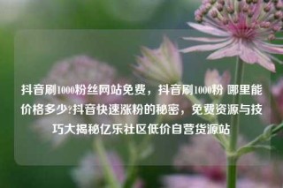 抖音刷1000粉丝网站免费，抖音刷1000粉 哪里能价格多少?抖音快速涨粉的秘密，免费资源与技巧大揭秘亿乐社区低价自营货源站