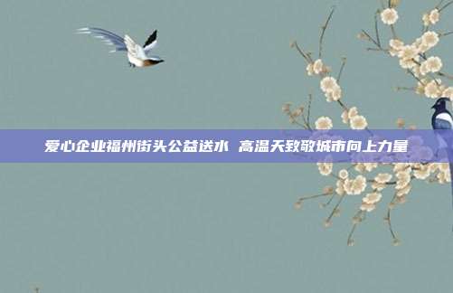 爱心企业福州街头公益送水 高温天致敬城市向上力量  第1张