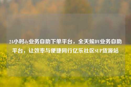 24小时dy业务自助下单平台，全天候DY业务自助平台	，让效率与便捷同行亿乐社区SUP货源站  第1张