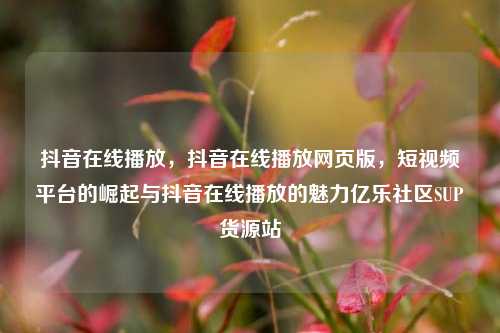 抖音在线播放，抖音在线播放网页版，短视频平台的崛起与抖音在线播放的魅力亿乐社区SUP货源站  第1张