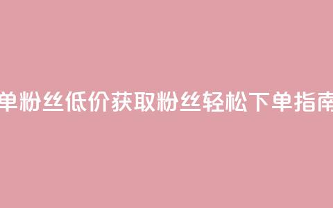 dy低价下单粉丝 - 低价获取DY粉丝轻松下单指南~  第1张