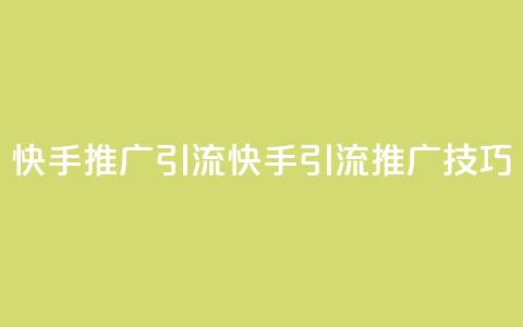 快手推广引流(快手引流推广技巧)  第1张