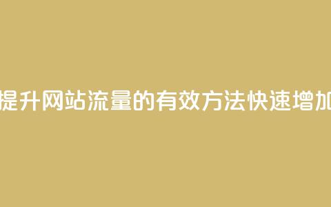 刷空间访客人数 - 提升网站流量的有效方法：快速增加访客人数~  第1张