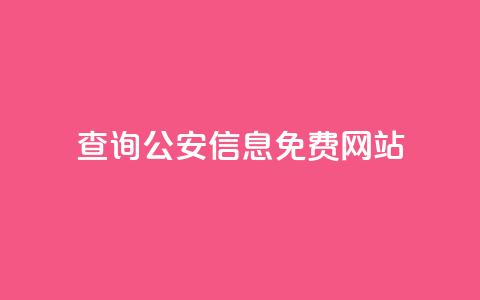 查询公安信息免费网站  第1张