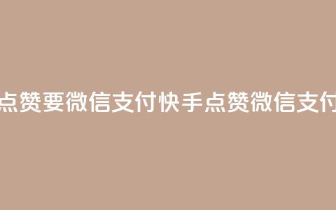 快手点赞要微信支付(快手点赞微信支付指南) 第1张 快手点赞要微信支付(快手点赞微信支付指南) 第1张