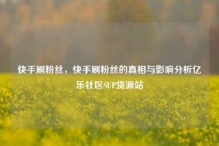 快手刷粉丝，快手刷粉丝的真相与影响分析亿乐社区SUP货源站