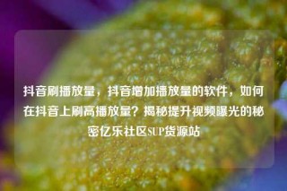 抖音刷播放量，抖音增加播放量的软件，如何在抖音上刷高播放量？揭秘提升视频曝光的秘密亿乐社区SUP货源站