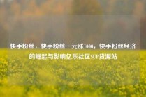 快手粉丝，快手粉丝一元涨1000，快手粉丝经济的崛起与影响亿乐社区SUP货源站