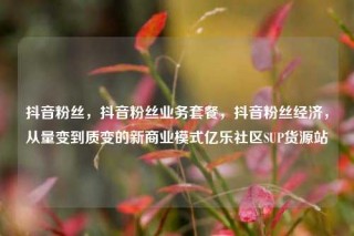 抖音粉丝，抖音粉丝业务套餐，抖音粉丝经济，从量变到质变的新商业模式亿乐社区SUP货源站