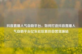 抖音直播人气自助平台，如何打造抖音直播人气自助平台亿乐社区低价自营货源站