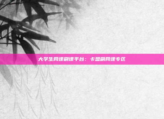 大学生网课刷课平台：卡盟刷网课专区  第1张