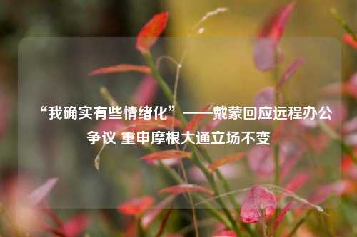 “我确实有些情绪化”——戴蒙回应远程办公争议 重申摩根大通立场不变  第1张
