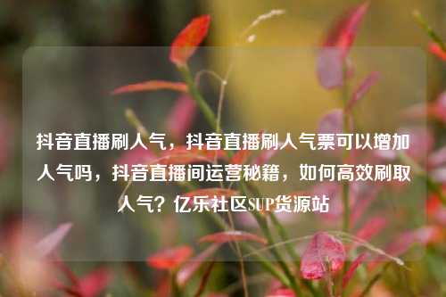 抖音直播刷人气，抖音直播刷人气票可以增加人气吗，抖音直播间运营秘籍	，如何高效刷取人气？亿乐社区SUP货源站  第1张