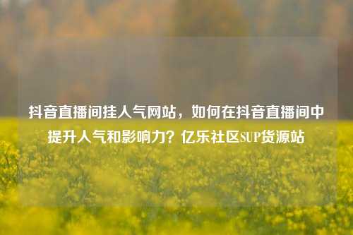 抖音直播间挂人气网站，如何在抖音直播间中提升人气和影响力？亿乐社区SUP货源站  第1张