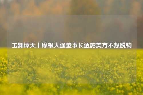 玉渊谭天丨摩根大通董事长透露美方不想脱钩  第1张