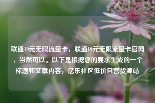 联通19元无限流量卡，联通19元无限流量卡官网，当然可以。以下是根据您的要求生成的一个标题和文章内容，亿乐社区低价自营货源站  第1张