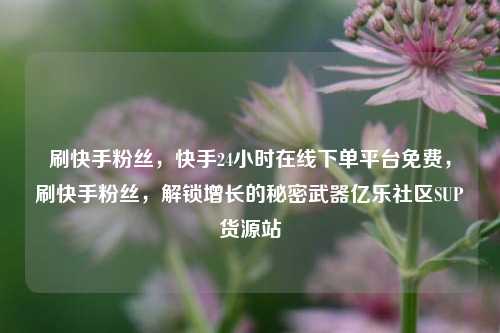 刷快手粉丝，快手24小时在线下单平台免费	，刷快手粉丝，解锁增长的秘密武器亿乐社区SUP货源站  第1张