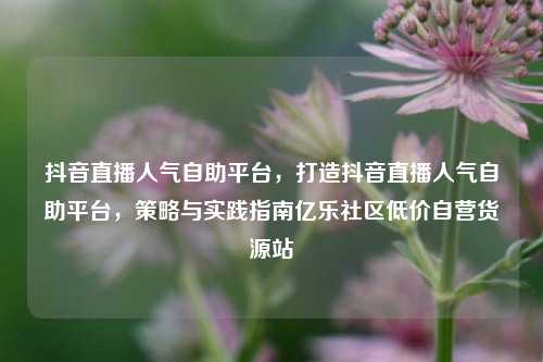 抖音直播人气自助平台	，打造抖音直播人气自助平台，策略与实践指南亿乐社区低价自营货源站  第1张