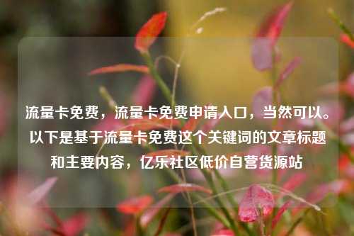 流量卡免费，流量卡免费申请入口，当然可以。以下是基于流量卡免费这个关键词的文章标题和主要内容	，亿乐社区低价自营货源站  第1张