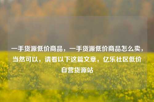一手货源低价商品	，一手货源低价商品怎么卖，当然可以，请看以下这篇文章	，亿乐社区低价自营货源站  第1张
