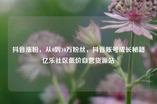 抖音涨粉，从0到10万粉丝，抖音账号成长秘籍亿乐社区低价自营货源站  第1张