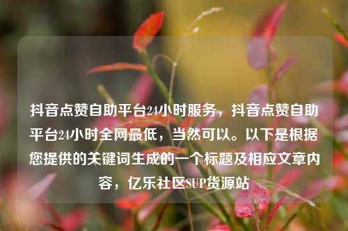 抖音点赞自助平台24小时服务	，抖音点赞自助平台24小时全网最低，当然可以。以下是根据您提供的关键词生成的一个标题及相应文章内容，亿乐社区SUP货源站  第1张