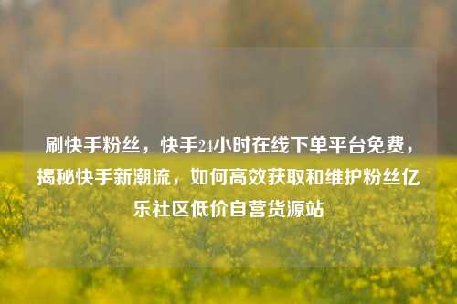 刷快手粉丝	，快手24小时在线下单平台免费，揭秘快手新潮流，如何高效获取和维护粉丝亿乐社区低价自营货源站  第1张
