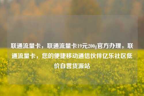 联通流量卡，联通流量卡19元200g官方办理，联通流量卡	，您的便捷移动通信伙伴亿乐社区低价自营货源站  第1张