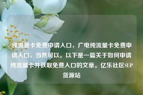 纯流量卡免费申请入口，广电纯流量卡免费申请入口，当然可以	。以下是一篇关于如何申请纯流量卡并获取免费入口的文章。亿乐社区SUP货源站  第1张