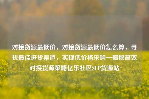 对接货源最低价	，对接货源最低价怎么算，寻找最佳进货渠道，实现低价格采购—揭秘高效对接货源策略亿乐社区SUP货源站  第1张