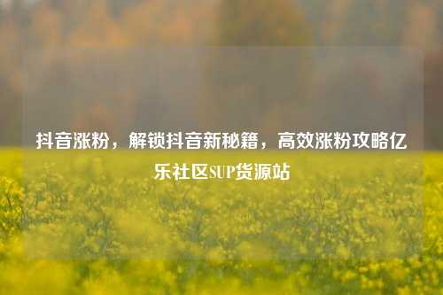 抖音涨粉，解锁抖音新秘籍，高效涨粉攻略亿乐社区SUP货源站  第1张