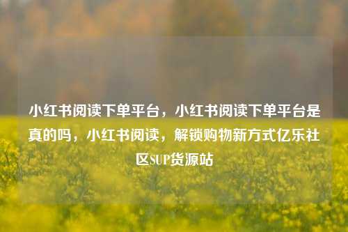 小红书阅读下单平台，小红书阅读下单平台是真的吗，小红书阅读	，解锁购物新方式亿乐社区SUP货源站  第1张
