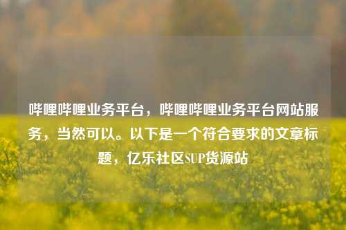 哔哩哔哩业务平台，哔哩哔哩业务平台网站服务	，当然可以	。以下是一个符合要求的文章标题，亿乐社区SUP货源站  第1张