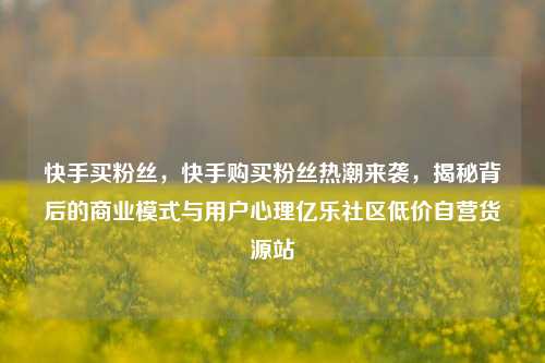 快手买粉丝	，快手购买粉丝热潮来袭，揭秘背后的商业模式与用户心理亿乐社区低价自营货源站  第1张