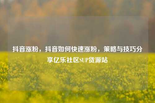 抖音涨粉	，抖音如何快速涨粉，策略与技巧分享亿乐社区SUP货源站  第1张