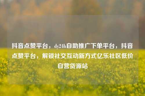 抖音点赞平台	，dy24h自助推广下单平台，抖音点赞平台，解锁社交互动新方式亿乐社区低价自营货源站  第1张